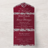 ロマンチックなハート&グリッターオンブルゴーニュ オールインワン招待状 (内側)