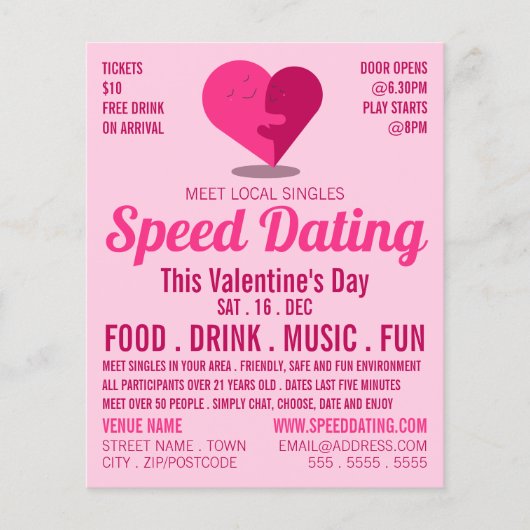 ロマンチックなハート、スピードデートすること広告イベント チラシ (正面)