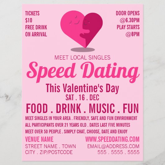 ロマンチックなハート、スピードデートすること広告イベント チラシ (正面)