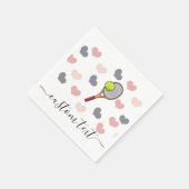 ロマンチックなハート&テニスラケットキッズパーティーかわいい スタンダードカクテルナプキン (角)