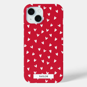 ロマンチックなハート モノグラパーソナライズされたム名 iPhone 15ケース