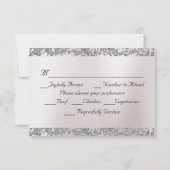 ロマンチックなハート、鳩&グリッター – 青 出欠カード (裏面)