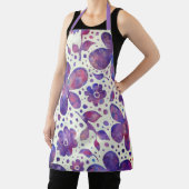 ロマンチックなバイオレットの花と葉オリジナルアート エプロン (インサイチュ)