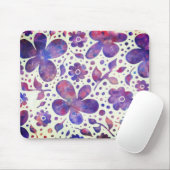 ロマンチックなバイオレットの花と葉オリジナルアート マウスパッド (マウス)
