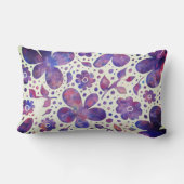 ロマンチックなバイオレットの花と葉オリジナルアート ランバークッション (裏面)