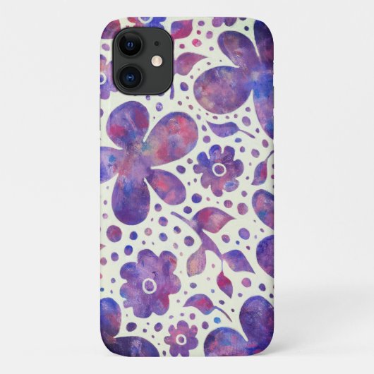ロマンチックなバイオレットの花と葉オリジナルアート Case-Mate iPhoneケース (裏面)