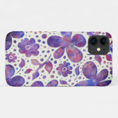 ロマンチックなバイオレットの花と葉オリジナルアート Case-Mate iPhoneケース (裏面(横))