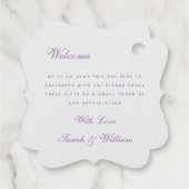 ロマンチックなバイオレットフローラ結婚式の引き出物ラベル フェイバータグ (裏面)