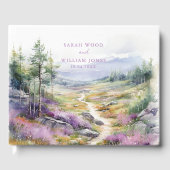 ロマンチックなバイオレット結婚ワイルドフラワーズゲストブック ゲストブック (正面)