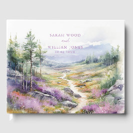 ロマンチックなバイオレット結婚ワイルドフラワーズゲストブック ゲストブック