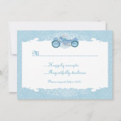 ロマンチックなバイクもしくは自転車に乗る人オートバイウェディング招待RSVPカード 招待状 (裏面)