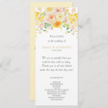 ロマンチックなバターイエローフローラウォーター結婚カラー