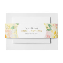 ロマンチックなバターイエローフローラウォーター結婚カラー 招待状ベリーバンド