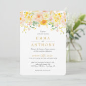 ロマンチックなバターイエローフローラウォーター結婚カラー 招待状 (スタンド正面)