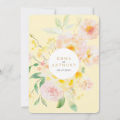 ロマンチックなバターイエローフローラウォーター結婚カラー 招待状 (裏面)