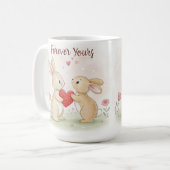 ロマンチックなバニーカード – 永遠のあなたの コーヒーマグカップ (正面左)