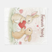 ロマンチックなバニーカード – 永遠のあなたの フリースブランケット (正面(横))