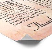 ロマンチックなバラとレース結婚のシーティングチャート ポスター (角)