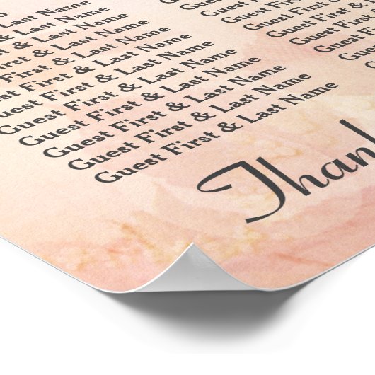 ロマンチックなバラとレース結婚のシーティングチャート ポスター (角)