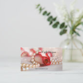 ロマンチックなバラと真珠のギフト証明書 割引カード (スタンド正面)