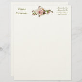 ロマンチックなバラのバラのつぼみのエレガントなヴィンテージのビクトリア時代の人 レターヘッド (正面/裏面)