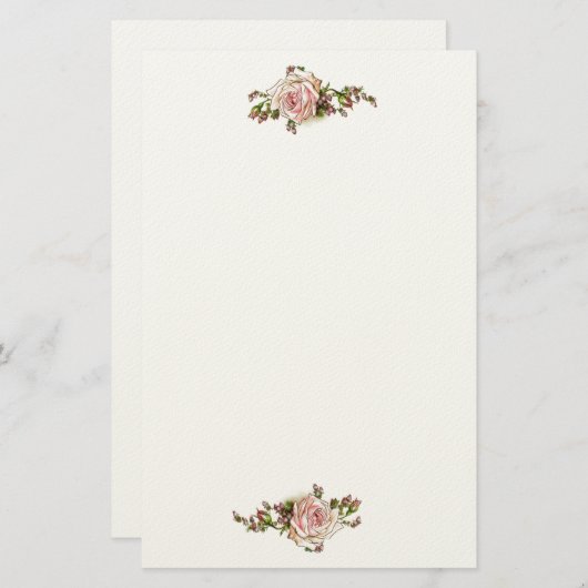 ロマンチックなバラのバラのつぼみのエレガントなヴィンテージのビクトリア時代の人 便箋 (正面/裏面)