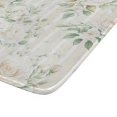 ロマンチックなバラのブーケ 白いバラの花柄ストライプ カッティングボード (角)