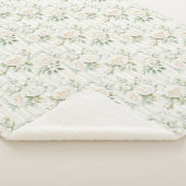 ロマンチックなバラのブーケ 白いバラの花柄 ストライプ シェルパブランケット (3/4)