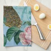 ロマンチックなバラのミュージカルの孔雀 キッチンタオル (四つ折り)