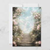 ロマンチックなバラの石のアーチウェイの結婚ストーリーブック 招待状 (裏面)