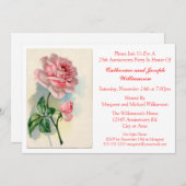 ロマンチックなバラの花のカスタムアニバーサリー パーティー 招待状 (正面/裏面)