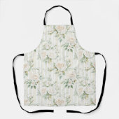 ロマンチックなバラの花のストライプ エプロン (正面)
