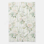 ロマンチックなバラの花のストライプ キッチンタオル (縦)