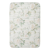 ロマンチックなバラの花のストライプ（白っぽいバラ） バスマット (正面縦)