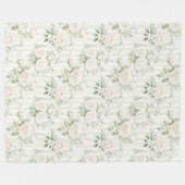 ロマンチックなバラの花のストライプ（白っぽいピンク色） フリースブランケット (正面(横))