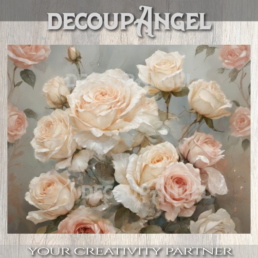 ロマンチックなバラの花束 – Decopage - 薄葉紙