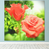 ロマンチックなバラの花 キャンバスプリント (インサイチュ (ウッドフロア))