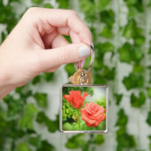 ロマンチックなバラの花 キーホルダー (手)
