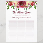 ロマンチックなバラは花嫁を知っている/名前のゲームページ (裏面)