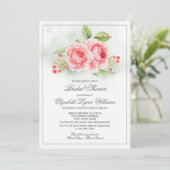 ロマンチックなバラウォーターカラーブライダルシャワー 招待状 (スタンド正面)