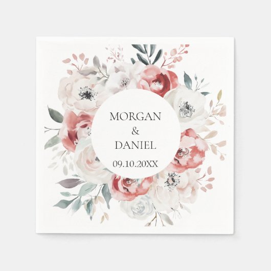 ロマンチックなバラエレガントな結婚式 スタンダードカクテルナプキン (正面)