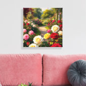 ロマンチックなバラガーデンパスコテージコアウォールアート キャンバスプリント (インサイチュ (リビング))