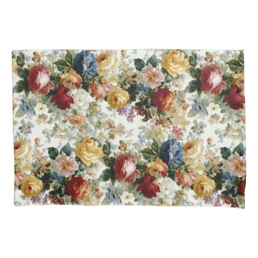 ロマンチックなバラガーランドパターン 枕カバー (正面)