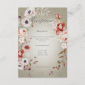 ロマンチックなバラグリーンピンクフローラウェディングレセプション エンクロージャーカード (正面)