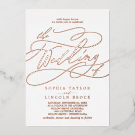 ロマンチックなバラゴールドフォイルは結婚の 箔招待状