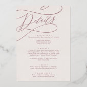 ロマンチックなバラゴールドフォイルピンクオールインワン結婚ズ 箔招待状 (裏面)