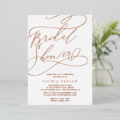 ロマンチックなバラゴールドフォイル書道ブライダルシャワー 箔招待状 (立ち正面)