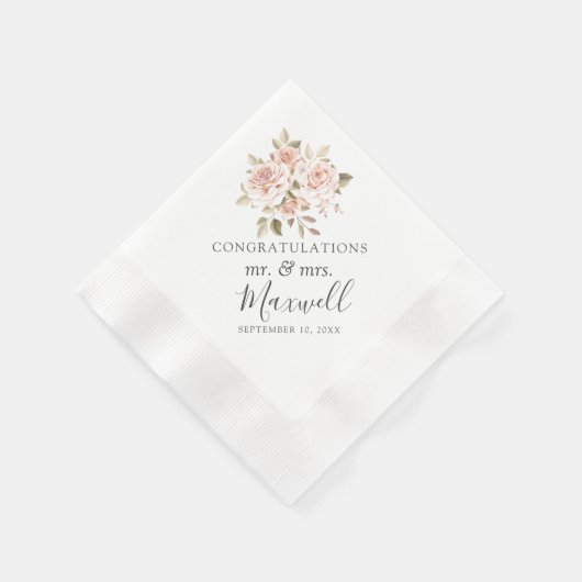 ロマンチックなバラシャビーシックコテージファームズ結婚ズ 縁ありカクテルナプキン (角)