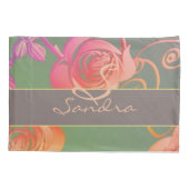 ロマンチックなバラズモノグラムピラローケース 枕カバー (裏面-左)