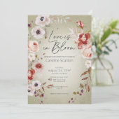 ロマンチックなバラセージフローララブイン開花シャワー 招待状 (スタンド正面)